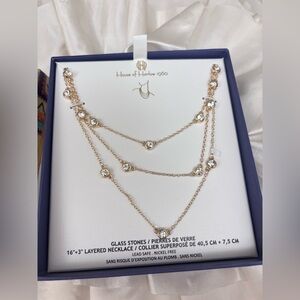 House of Harlow 1960 Gold Necklace with Clear Stones